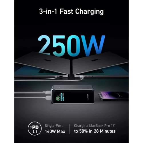 Внешний аккумулятор Anker Powerbank Prime 27650mAh 250W Black: Количество USB 3