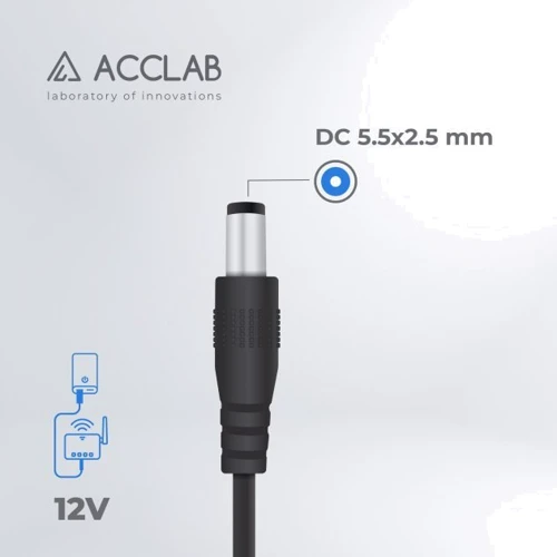 Кабель ACCLAB кабель питания для роутера USB Cable to DC 5.5х2.5 мм 12V 1A Black: Тип USB Cable - DC