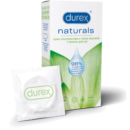 Презервативы латексные с гелем-смазкой Durex® Naturals (тонкие), 12 шт.