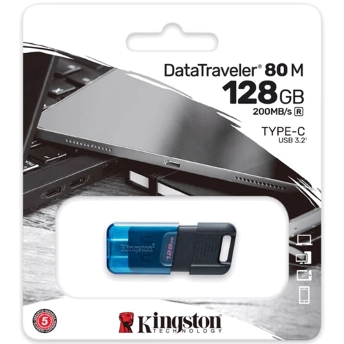 USB-флешка Kingston 128GB DataTraveler 80 M USB-C 3.2 Blue/Black (DT80M/128GB): Вес 6 г