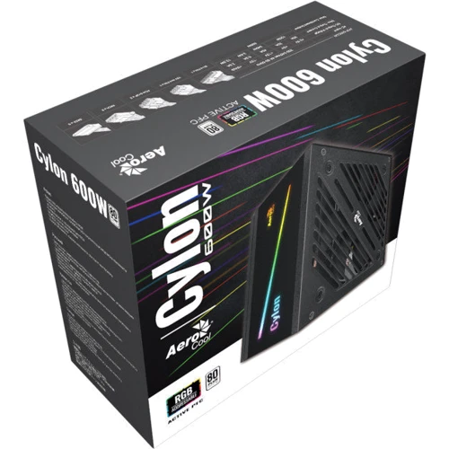 Блок живлення Aerocool Cylon 600W (Cylon ARGB): Модульні (знімні) кабелю Відсутнє