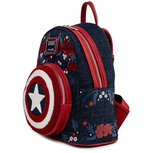 Рюкзак Loungefly LF Marvel Captain America 80th Anniversary Floral Shield Mini (MVBK0165): Размер M (130-145 см)