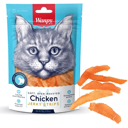 Лакомство для котов Wanpy Soft Chicken Jerky Strips филе куриное вяленое 80 г