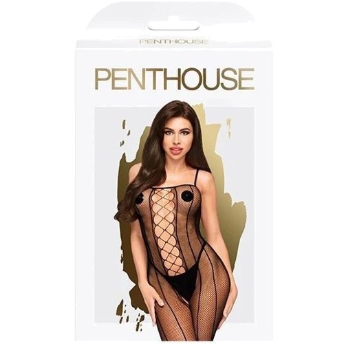 Бодистокинг со шнуровкой и вертикальными швами Penthouse - Drop-dead Tasty Black XL