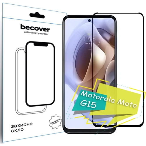 BeCover Tempered Glass Black for Motorola G15 (713414)