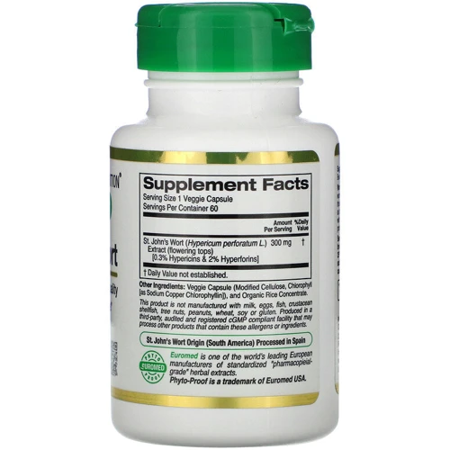 California Gold Nutrition St. John's Wort Extract, EuroHerbs, European Quality, 300 mg, 60 Veggie Caps: Стать унісекс