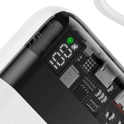 Зовнішній акумулятор WK Wekome Power Bank 10000mAh Super Charging PD20W+22.5W White+Clear (WP-309): Кабелі / перехідники для смартфонів в комплекті USB Type-C
