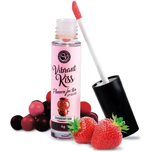 Блеск для губ с эффектом вибрации Secret Play - LIP GLOSS Vibrant Kiss Strawberry Gum, 6 грамм