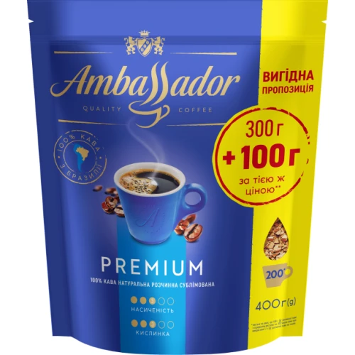 Кофе Ambassador Premium растворимый 300+100 г (8720254065427)