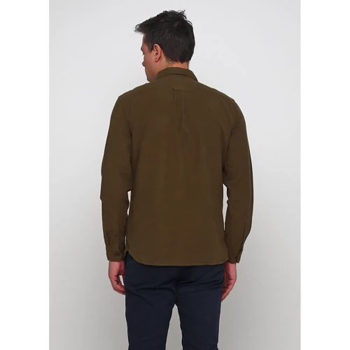 Рубашка H&M 4921355 48 хаки с длинным рукавом: Длина рукава Длинный
