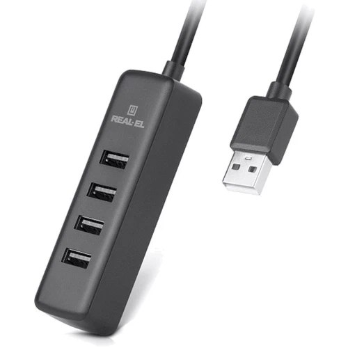 Адаптер REAL-EL Adapter USB to 4xUSB2.0 HQ-175 Black (EL123110008): Интерфейс подключения USB 2.0