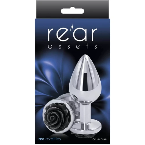 Анальная пробка Ns Novelties - Rose Buttplug S (серебристая с черным)