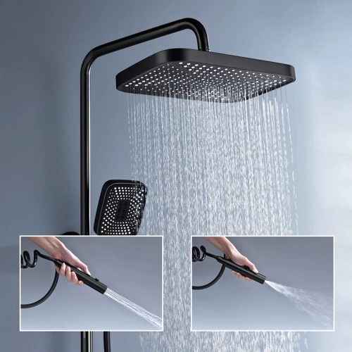 Душевая система Lefton Thermostatic Shower System with 5 Water Modes and Temperature Display Screen-SST2206 Matt Black фото 9