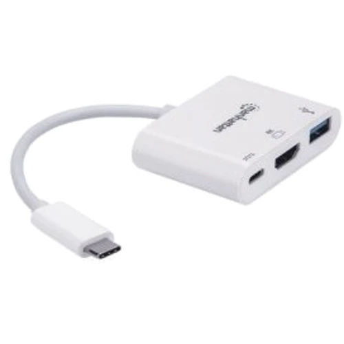Адаптер Intracom Adapter Manhattan USB-C to HDMI+USB3.0 PD White