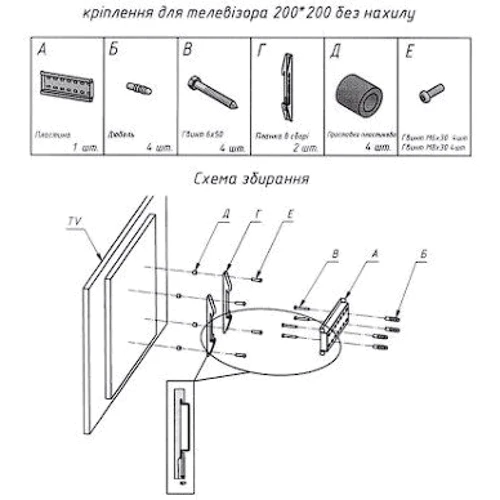 Кронштейн для ТВ Sector TV20F Black
