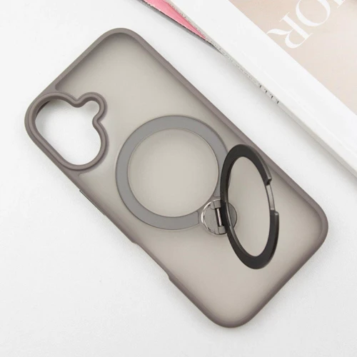 Чехол для iPhone Mobile Case Metal Buttons with MagSafe HQ Ring Grey for iPhone 16: Материалы поликарбонат и полиуретан