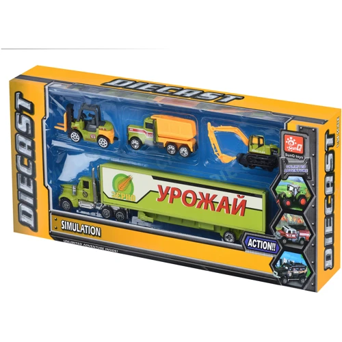 Набір машинок Same Toy Diecast вантажівка з тракторами (SQ80958-2Ut)