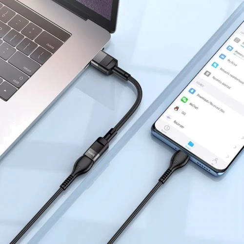 Кабель Hoco USB Cable to USB-C U107 Female 2A 0.1m Black фото 5