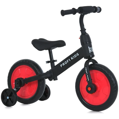 Детский велосипед-беговел 2в1 Prof1 Kids черный с красным (MBB 1012-3)