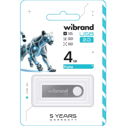 USB-флешка Wibrand 4GB Puma USB 2.0 Silver (WI2.0/PU4U1S): Стандарт USB USB 2.0