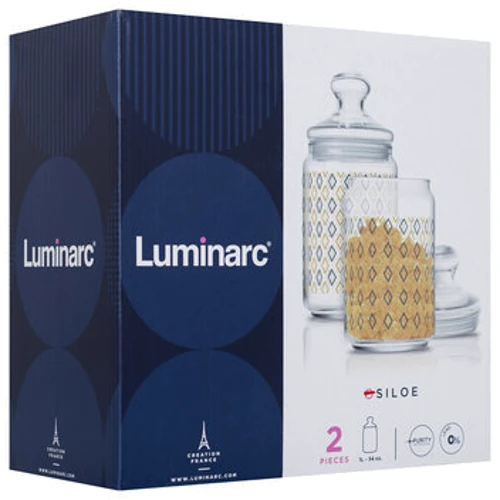 Ємність для зберігання Luminarc Набор банок Siloe 2 шт. (P7561): Матеріал корпусу ударостійке скло