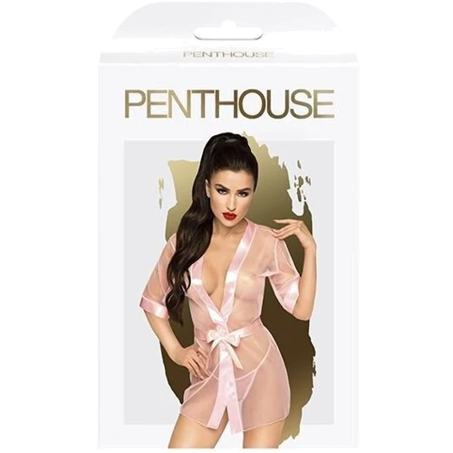 Комплект с прозрачным пеньюаром и миниатюрными стрингами Penthouse - Midnight Mirage Rose S/L