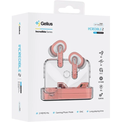 Наушники Gelius GP-TWS033X Incredible 2 Pink: Тип крепления без креплений