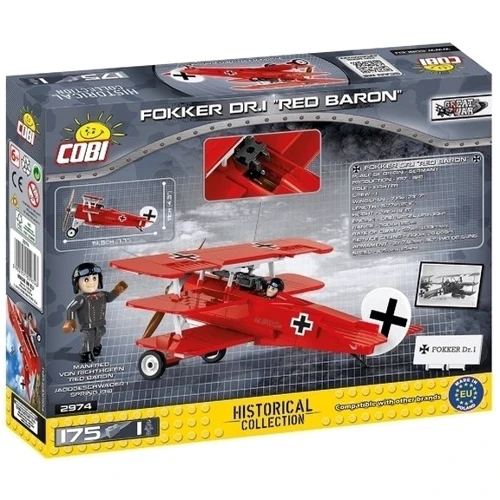 Конструктор COBI Літак "Fokker Dr. I Червоний барон", 175 деталей COBI-2974 фото 7