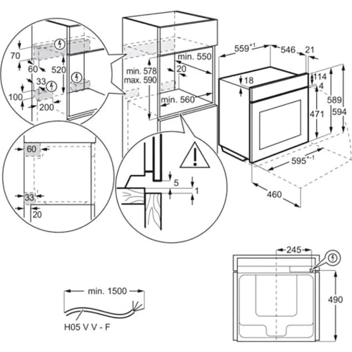 Духовой шкаф электрический Electrolux EOF5H40BX: Объем, л 65
