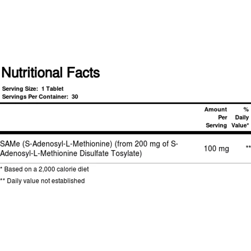 NOW Foods SAM-E 200 MG 30 TABS S-аденозилметионин: Форма випуску таблетки