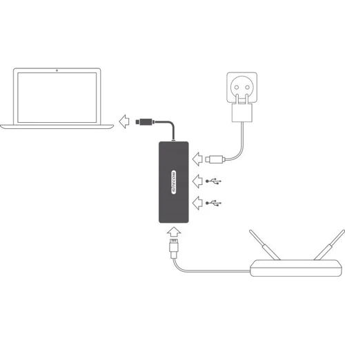 Адаптер Sitecom Adapter USB-C to RJ45+USB-C+2xUSB3.0 Space Grey (CN-378): Інтерфейс підключення USB-C