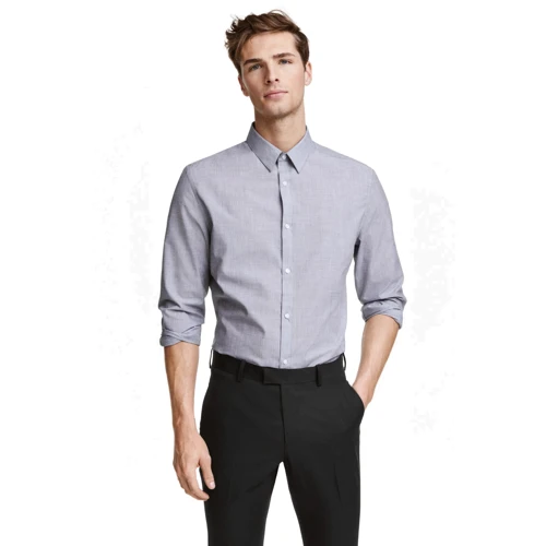 Рубашка H&M 4005314 46 серая с длинным рукавом