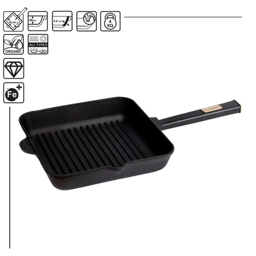 Сковорода Brizoll Optima-Black 28х28х5 см (559-211): Материал корпуса чугун
