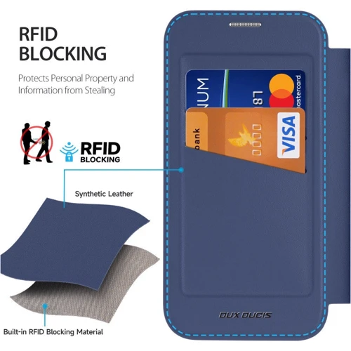 Чехол для iPhone Dux Ducis Skin X Pro with MagSafe Blue for iPhone 16: Материалы искусственная кожа