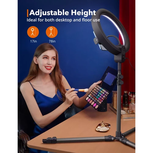 TaoTronics 12'' Selfie Ring Light with 78'' Tripod Stand, Dimmable LED Light Outer 24W 6500K фото 3
