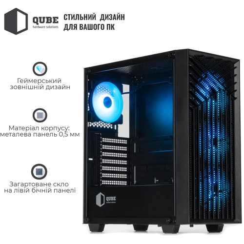 Корпус QUBE GERYON Black 4Fan (QBGERYON_FFBNU3): Форм-фактор материнської плати ATX / ITX / Micro-ATX