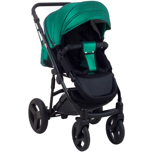 Коляска 2 в 1 Bair Crystal 100% кожа BC-35 зелёный перламутр — черный (624453): Пол ребенка девочка, мальчик