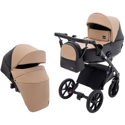 Коляска универсальная 2 в 1 Bair Kiwi Plus ECO BKP-18/15 капучино / черный (680897)