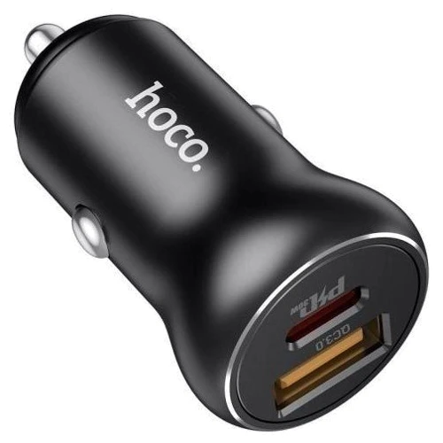 Зарядное устройство Hoco Car Charger USB+USB-C NZ5 PD+QC 30W Black: Сила тока 2.4А и более