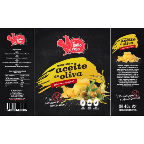 Чипсы картофельные Gallo Rojo с оливковым маслом 40 гр (DL17892): Вес нетто 40 г