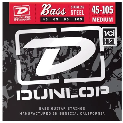 Струна для гитар Струны DUNLOP DBS45105 STAINLESS STEEL MEDIUM 45-105