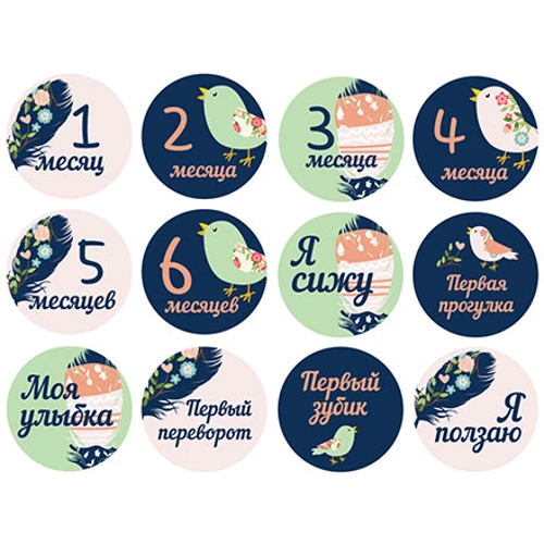 Набор наклеек для фотосессии Memiks Перышки, 0-6 месяцев