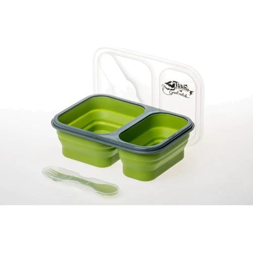 Контейнер Tramp 2 відсіку силіконовий (900ml) з ловілкой Olive (TRC-090-olive)