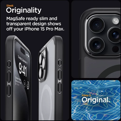 Чехол для iPhone Spigen Ultra Hybrid MagFit Frost Black (ACS06581) for iPhone 15 Pro Max: Материалы поликарбонат и полиуретан