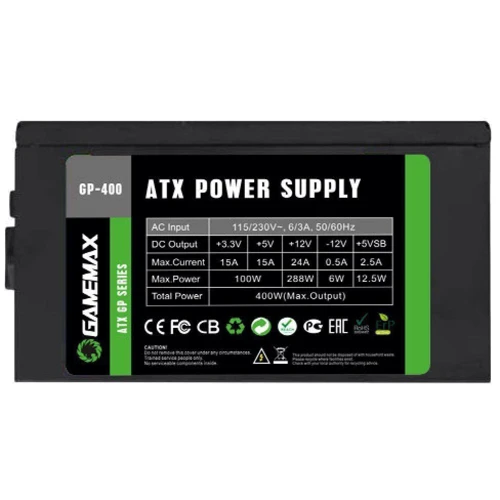 Блок питания GameMax GP-400A: Форм-фактор ATX