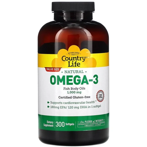 Country Life Omega-3 1000 mg Омега-3 риб'ячий жир 300 м'яких капсул