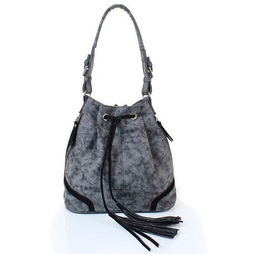 Женская сумка бакет-бэг Laskara серая (LK10194-black)