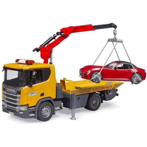 Евакуатор Bruder Scania Super 560R з краном-маніпулятором та автомобілем (03552): Комплектація набор