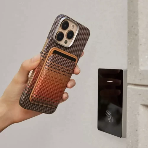 Чехол для iPhone Pitaka Magnetic Woven Wallet Black/Grey (MWW2401)