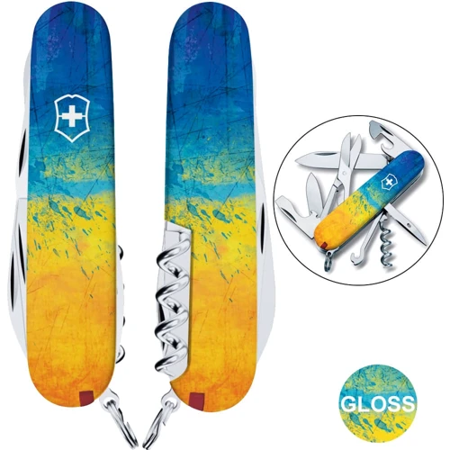 Мультитул Victorinox CLIMBER UKRAINE Жовто-синій малюнок (Vx13703.7_T3100pw)